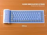 LinDon-Tech Portable Wireless Keyboard Flexible Silicone Roll-up Bluetooth Keyboard for Tablet, Smartphone, Laptop, Built-in Rechargeable Lithium Battery (blue)