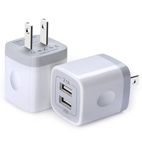 USB Wall Charger, Double Dual Port Fast Brick Base Adapter