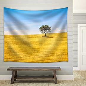 Tuscany Country Landscape, Olive Tree and Green Fields Montalcino, Italy, Europe - Fabric Wall Tapestry Home Decor - 51x60 inches