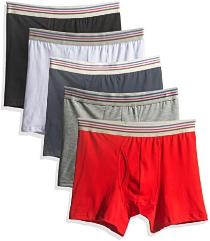 COSOMALL Men's 5 Pack Comfortable Cotton Boxer Briefs Open Fly Underwear