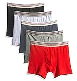 COSOMALL Men's 5 Pack Comfortable Cotton Boxer Briefs (S, Black/White/red/Gray/Blue)
