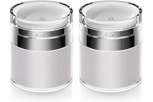 KAINADI Airless Pump Jar, 1.7 oz Airless Pump Bottles, Travel Lotion Container – Vacuum Dispenser for Cream – Leak-Proof TSA-Friendly Design Keeps Cream Fresh – Multi-Purpose for Lotion, Sunscreen (2 Pack)