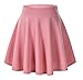 Women's Basic Solid Versatile Stretchy Flared Casual Mini Skater Skirt (XS, Pink)