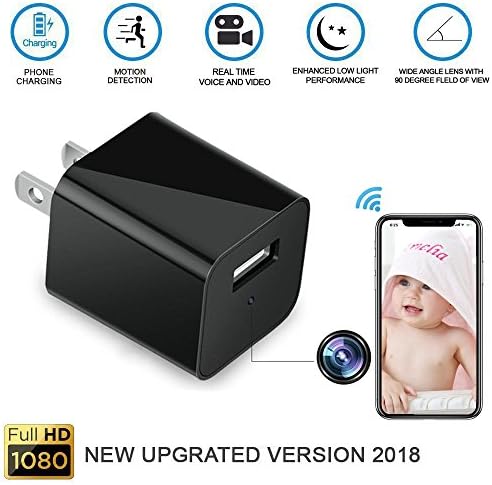 AnnBos Hidden Spy Security Nanny Wifi Camera, 1080P HD USB Wall phones Charger Adapter Motion Detection Mini Video Recorder - Home/Office Surveillance - UPGRADED VERSION 2018 32G not included