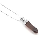 LUSTRE AND LIGHT Hexagonal Shape Natural Gemstone Pendant Necklace for Women, Birthstone Jewelry Gifts for Her Birthday, Anniversary, Graduation (15x3.5mm, Bezel-Set)