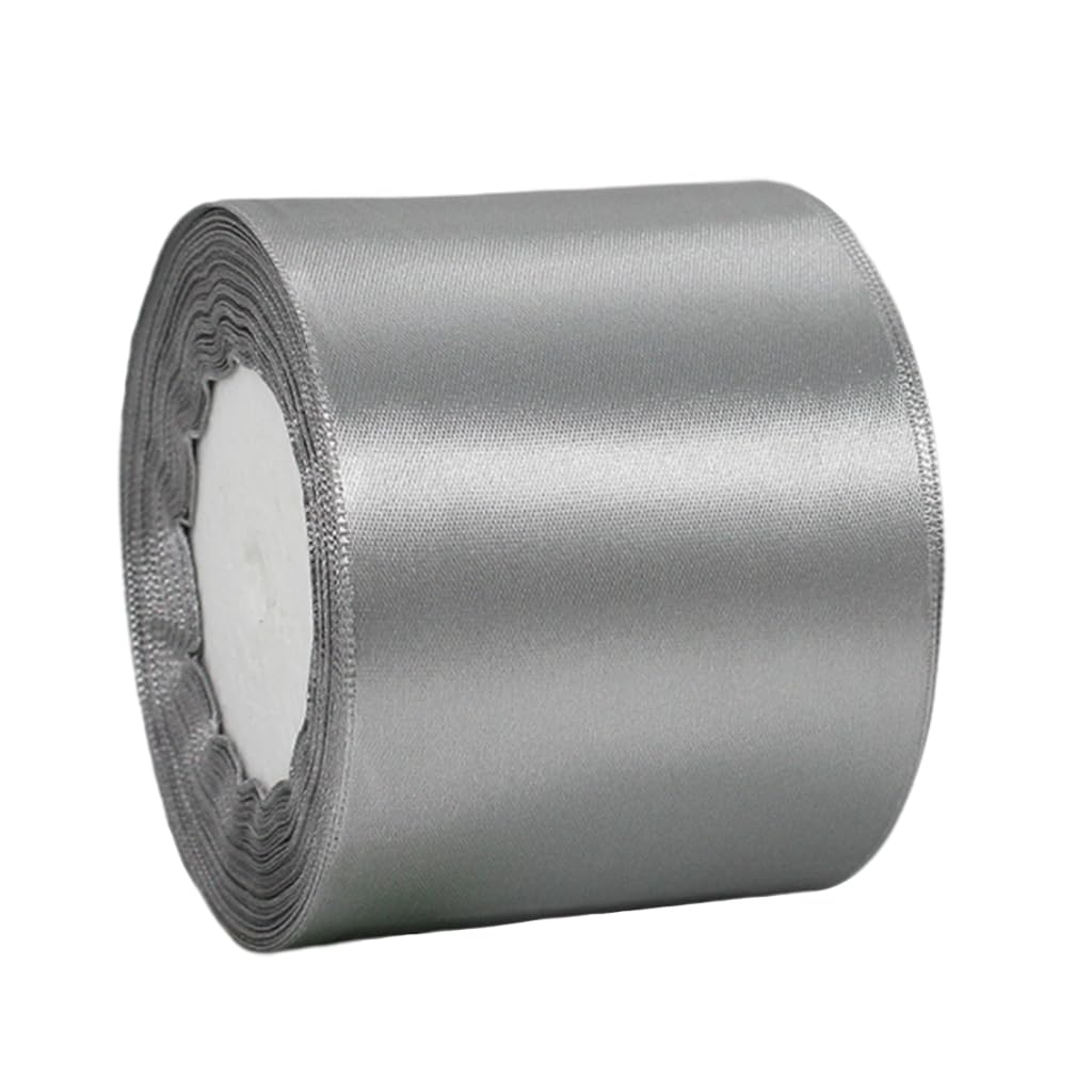 Wide Silver Gray Ribbon 100mm Satin Ribbons for Gift Wrapping,22m 3.9Inch Silk Thick Wrapping Ribbon Gray for Crafting,Christmas,Wedding Car,Hair Bows,Bouquets,Party,Cake Decoration