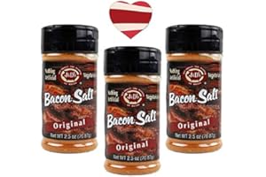 J&D's Original Bacon Salt (3 Pack + Sticker) - Low Sodium Bacon Flavored Seasoning Salts + Bacon Heart Sticker
