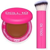 Doll 10 Peptide Bounce Balm Foundation&trade; with Buff &amp; Bounce Brush &ndash; Hydrating, Age-Defying Foundation for Mature Skin, Clean, Vegan, Medium Buildable Coverage &ndash; Blurs Fine Lines &ndash; [Deep/Rich]
