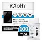 iCloth Lens and Screen Cleaner Pro-Grade Individually Wrapped Wet Wipes, Wipes for Cleaning Small Electronic Devices Like Smartphones and Tablets, Box of 100