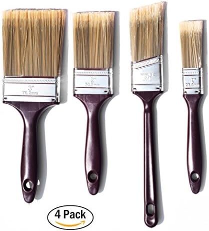 The Shop 1220 flat Paint brushes and cutting brush 4 pack set for acrylic, chalk and oil paints- great for wall and canvas, can be use by artist and painters. Washable