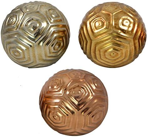3pce Assorted Colours 10cm Metallic Ceramic Deco Ball with Beauiful Modern Circle Inspired Design - OD3176