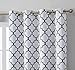HLC.ME Lattice Design Blackout Thermal Curtains 63 Length - Weather Insulated Window Coverings, Room Darkening Grommet Window Curtain Panels for Bedroom - Platinum White & Grey, 52 W x 63 L - Pair