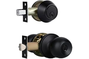 CIELSA DAWN Front Door Lock Set Exterior Door Lock Set with Deadbolt, Single Cylinder Deadbolt Lock and Door Knob Set, Keyed Alike,Matte Black Door Knob and Deadbolt Set(1Pack Set)