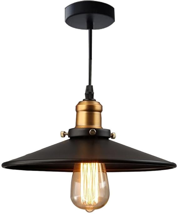 Retro Industrie Stil Pendelleuchte Schwarz Eisen Runden Regenschirm Hut