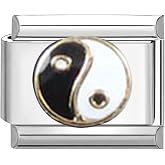 UNY JEWEL Italian Charm 9mm Stainless Steel Yin Yang Design Modular Charm Link for Bracelets Unisex Jewelry