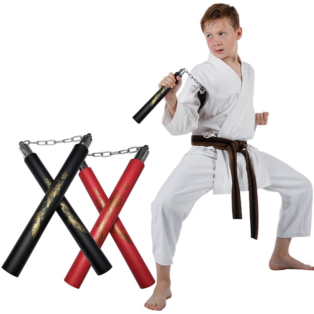 MILIWAN Foam Nunchucks 2 Pairs Portable Training Nunchaku Practice Nunchucks Suitable for Kids, Adults, Beginners and Kung Fu Lovers