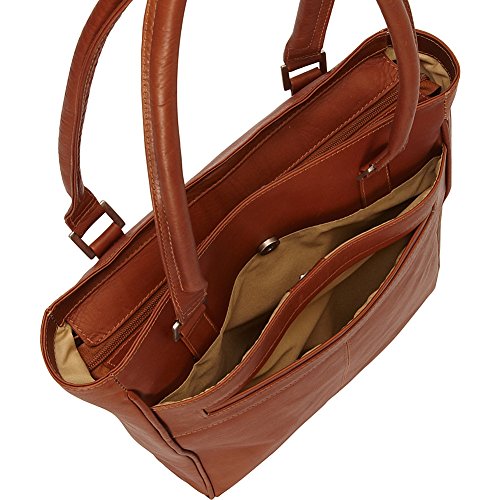Piel Leather Vertical Laptop Tote, Chocolate, One Size