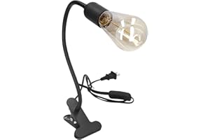 Walfront E27 E26 Clip Desk Lamp Holder 360 ° Flexible Gooseneck Clip Clamp Light Bulb Holder Reading Light Stand Clamp Lamp Fixture (US Plug)
