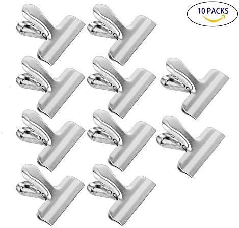 Chip Clips, Pack of 10 Stainless Steel Chip Bag Clips with 3 Inches Wide Large, Durable, Perfect for Air Tight Seal Grip on Coffee, Food and Bread Bags at Home and Office Usage (Silvery)