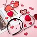 Skylety 12 Pieces Valentines Head Boppers and Red Heart Glasses for Girls Women, Heart Headbands for Valentine Party Props Accessory Holiday