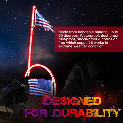 LED Whip Lights, OFFROADTOWN 2PCS 5FT Bluetooth Spiral Lighted Whips with Dancing/Chasing Light LED Antenna Light For UTV ATV RZR Off-Road Polaris Dune 4X4 Jeep Trucks