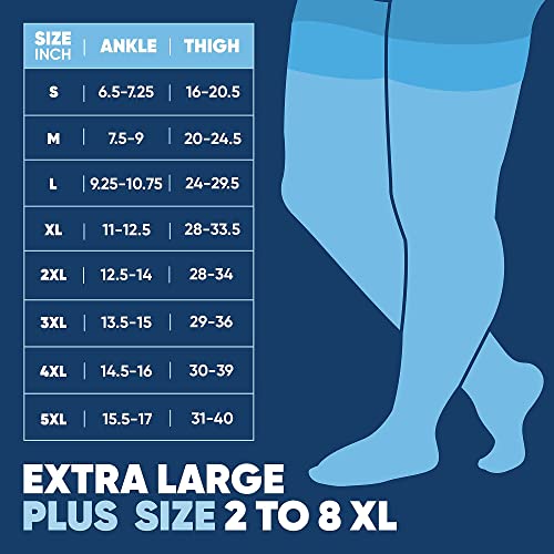 Wide Calf Compression Socks For Men & Women - Plus Size 20-30 MmHg, Up To 7XL, For Nurses, Travel, Running (2XL Beige)