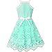 LK36 Girls Dress Turquoise Butterfly Embroidered Halter Dress Party Size 12