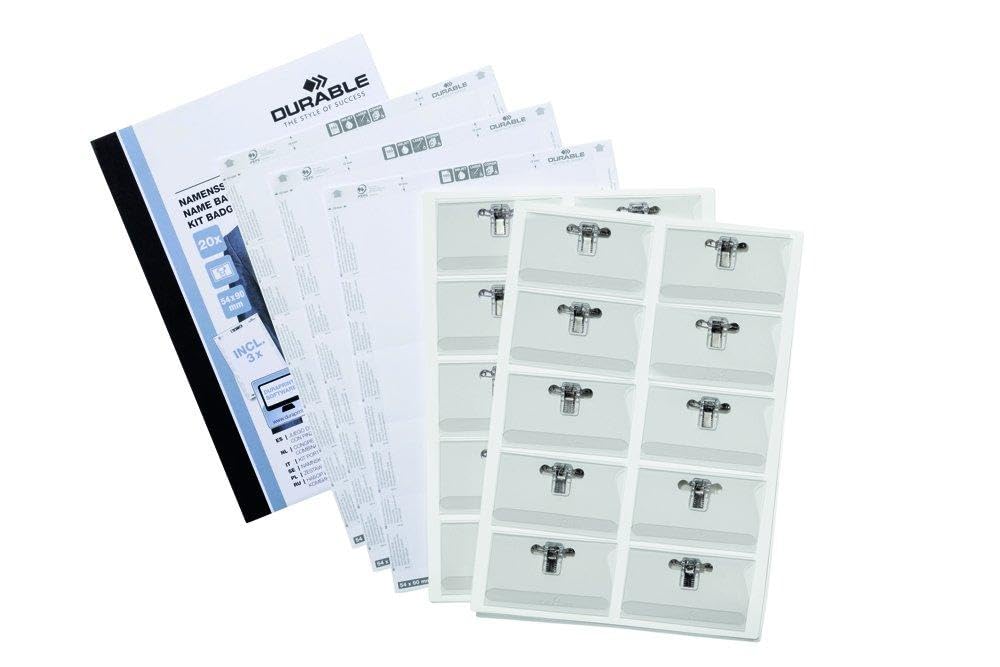 Durable Name Badge Set with Combiclip 54 x 90 mm - Assorted Colours (Pack of 10)