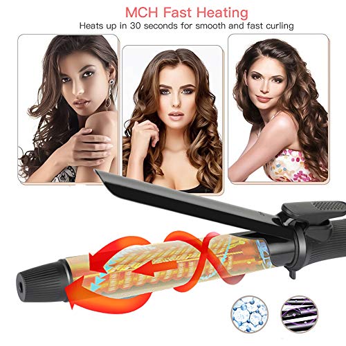 Curling Iron, MANLI 1 Inch Hair Curler with Tourmaline Ceramic Coating, Hair Curling Wand, 360°Swivel Cord, Auto Shut-Off, 4 Heat Setting for All Types of Hair (120°F to 440°F)