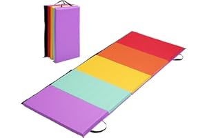 ZENOVA Gymnastics Mat 6'x3'x2''/ 8'x4'x2'' Exercise Mat Gym Mat for Home Aerobics Workout Foldable Tumbling Mat Children Gifts