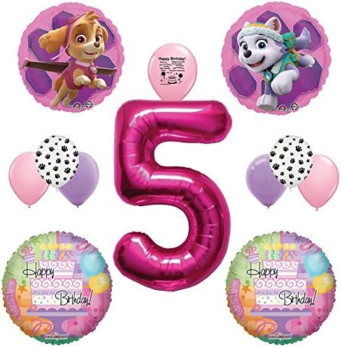 Paw Patrol Skye &amp; Everest Happy 5TH Birthday Balloon Bouquet by Guaranteeing100percentnowTM