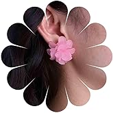 Jugielu Boho Acrylic Flower Earrings White Acrylic Flower Earrings Resin Flower Stud Earrings Large Flower Floral Earrings Resin Tiered Petal Earrings Jewelry for Women