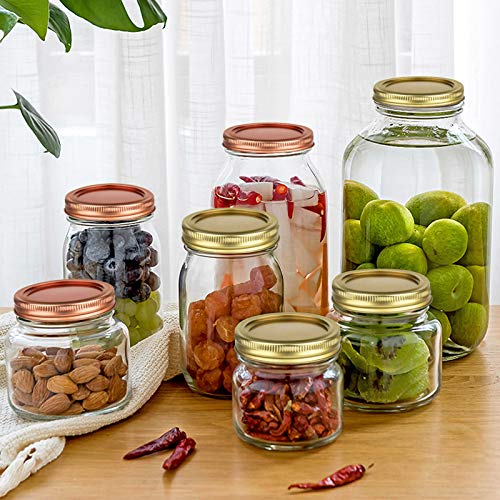 24 Sets Canning Lids and Bands, FERTOY Mason Jar Lids,Golden/Rose