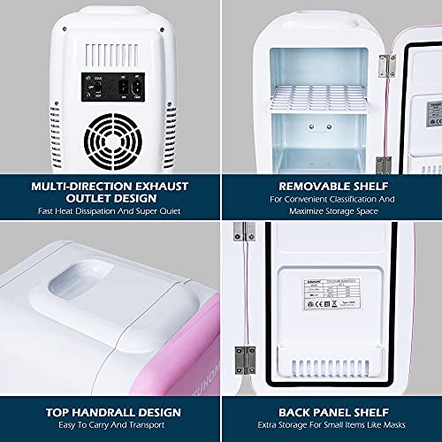 E EUHOMY Mini fridge for bedroom, 4 L / 6 cans Portable fridge