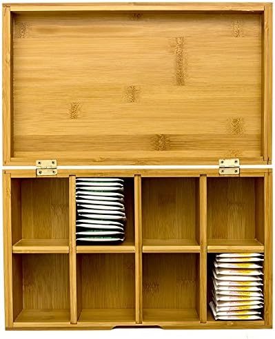 Intriom Bamboo Arts and Craft Storage,Sewing Storage, Tea Box, Jewelry Box, Organizer, With Lid Cover 8 Compartment Multipurpose Storage