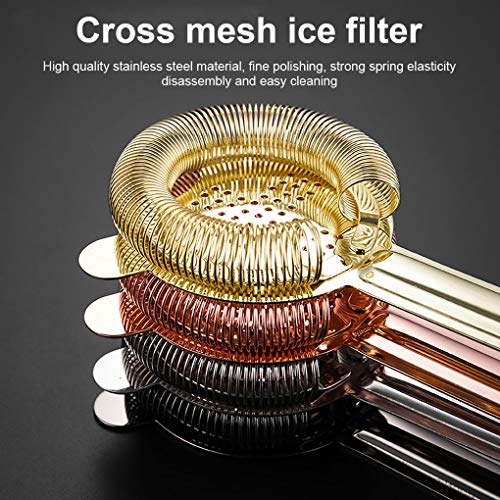 Barsieb Edelstahl Bar Ice Filter Professionelle Barkeeper Shaker Getränke Seiher, Schwarz – Bild 5
