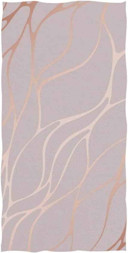 DOSHINE Absorbent Cotton Towel Rose Gold Marble Pattern, Hand Towel Multipurpose for Bathroom Beach Gym Sport Spa, 15x30 inch