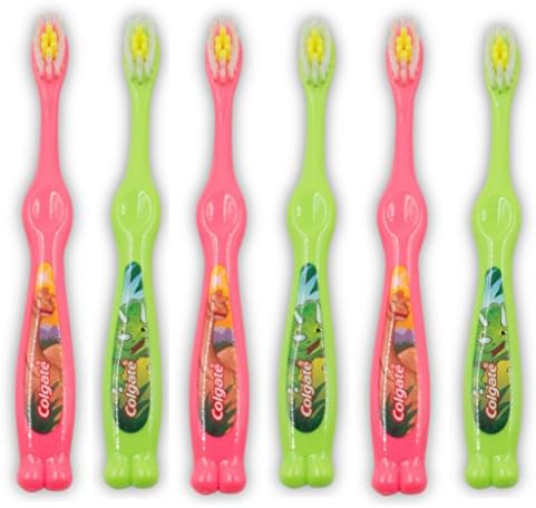 Colgate Kids Boys and Girls Toothbrushes for 2-5 Years Extra Soft Bristles (6 Pack, Pink, Green)