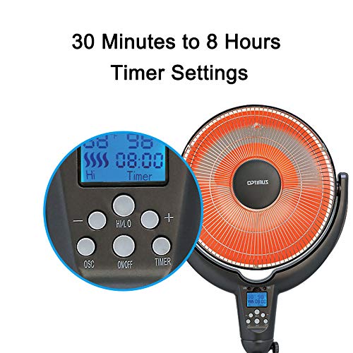 Optimus 14" Oscil Pedestal Digital Dish Remote Heater, Black Pricepulse