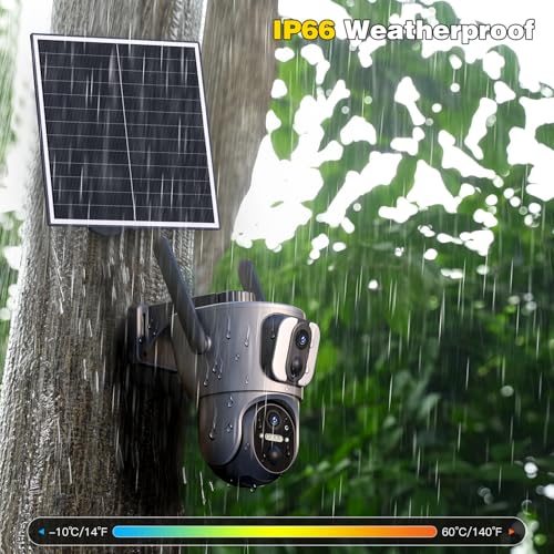 Xega 4G Cellular Security Camera【Dual Lens】Outdoor with SIM Card, 14400mAh 2K HD Wireless Solar 4G LTE Camera, PTZ Motion Dtetection Spotlight Siren TF Cloud Storage,Support Etisalat and DU Operator | Outdoor Wireless,2K HD, Motion Detection, TF Cloud Storage,Wide PTZ View,Built-in SIM Only,Subscription Required