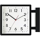 BESTIME 66295A Double Sided Plastic Wall Clock with Black Frame. Simple Design Classic Station Clock, Quiet, Elegant and Generous Style, Suitable for Home, Office, Living Room, Kitchen, Bedroom.