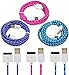 CIKOO 3pcs/Pack 10Ft 3Meter Tangle Free Rugged Nylon Braided USB Data Sync Charger Extension Cable Cord for iPhone 3G 3GS 4 4S iPad 1/2/3 iPod Touch (Hot Pink/ Purple/ Blue)