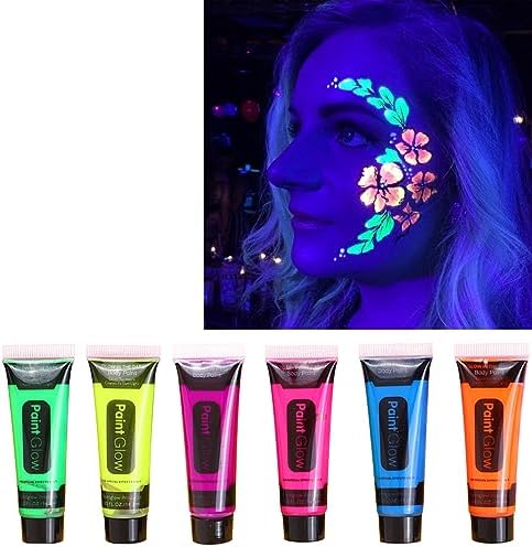 سعر Neon Face Paint - UV Glow Neon Face and Body Paint Set of 6 Tubes ...