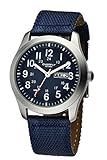 Uniprod Fashion Men's Quartz Stainless Steel Week,Date Display Military Watch With Nylon Blue Canvas Band