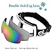 Odoland Snow Ski Goggles S2 Double Lens Anti-Fog OTG Windproof UV400 Eyewear for Men, Women and Youth-Skiing Snowboarding, White Frame Green Lens vlt 15%