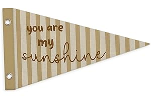 Dilemat Grils Room Decor,You Are My Sunshine Pennant Felt Banners Flags,Retro Preppy Brown Striped Wall Hanging Banner Decor for Kids Boys Girls Nursery Bedroom Room Playroom 7.4x14 Inch