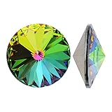 Swarovski Crystal, #1122 Rivoli Fancy Stones 12mm, 4 Pieces, Crystal Vitrail Medium Sf
