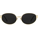Dollger Trendy Polarized Oval Sunglasses for Women Men Retro Y2k Small Oval Gold Frame Shades