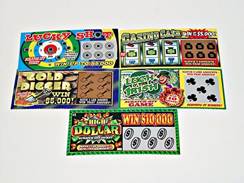 5 FAKE ALL WINNING SCRATCH OFF LOTTERY TICKETS - PRANK - GAG - JOKE by Hikingsters