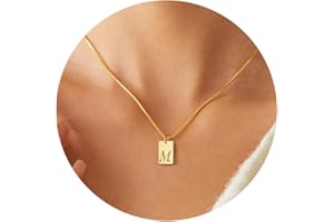 GIFT4U Initial Necklaces for Women Girls - 18K Gold Plated Initial Tag Pendant Necklace Dainty Gold Name Necklace Gold Initial Necklace for Women Gold Necklace for Women Trendy Jewelry Gifts